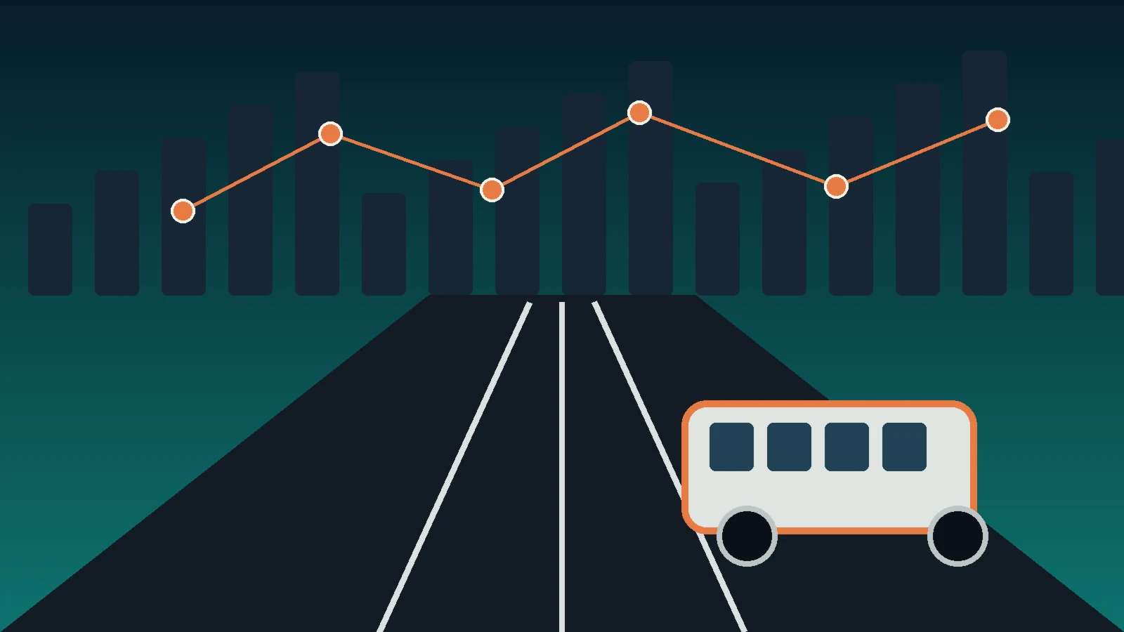 Ilustración editorial conceptual sobre un bus autónomo frente a 15.000 camiones: el examen real de alsa en mercamadrid, centrada en su efecto práctico para la movilidad profesional.